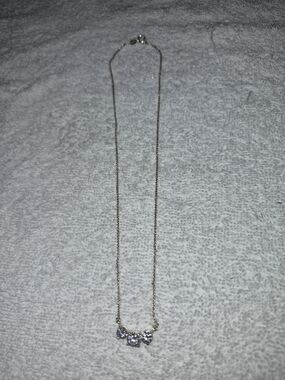 Three Cubic Zirconia Sterling Silver Necklace (16 Inches)